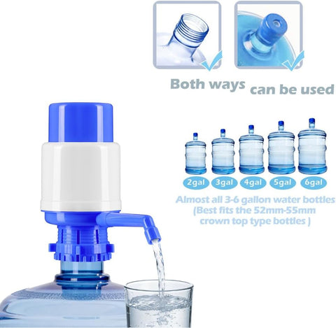Water Bottles Dispenser Blue Manual Hand Pressure Drinking Fountain Pressure Water Press Pump