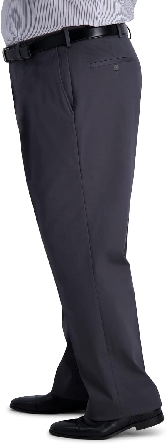 Haggar Men's Big & Tall Iron Free Premium Classic Fit Flat-Front Khaki