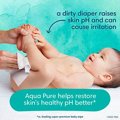 Pampers Baby Wipes Aqua Pure, 99% water-based wipes, Hypoallergenic and Unscented Baby Wipes, 896 Wipes Total (16 Flip-Top Packs)