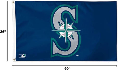 MLB Seattle Mariners 01791115 Deluxe Flag, 3' x 5'