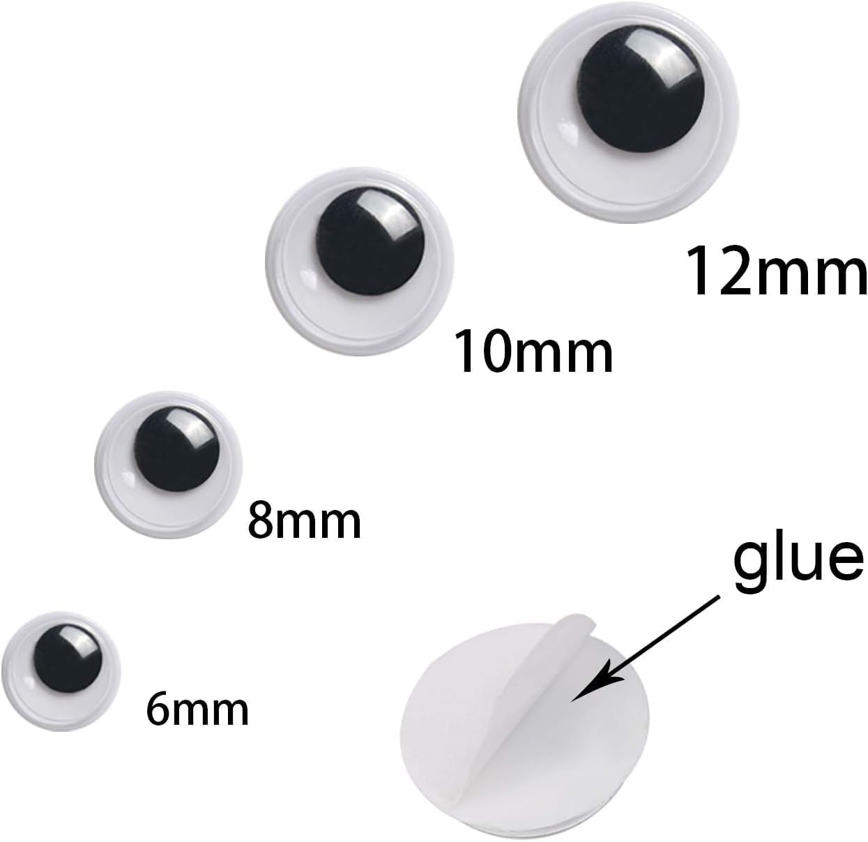 UPINS 300 Pcs Black Wiggle Googly Eyes with Self Adhesive Mixed Packaging