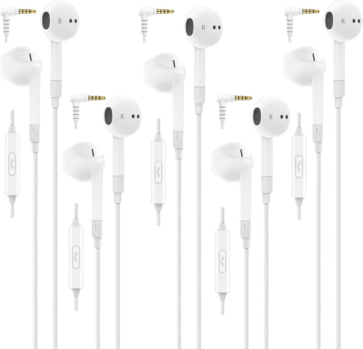 LUDOS FEROX 5 Pack Wired Earbuds in-Ear Headphones, 5 Year Warranty, Earphones with Microphone, Noise Isolation for 3.5mm Jack Ear Buds for iPhone, Samsung, Computer, Laptop, Kids, School Students