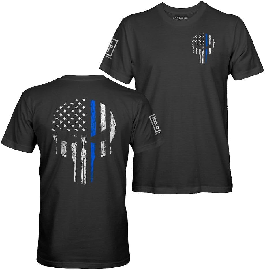 Fantastic Tees American Flag Skull Service Men's Patriotic T-Shirt