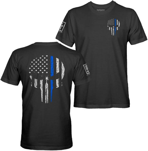 Fantastic Tees American Flag Skull Service Men's Patriotic T-Shirt