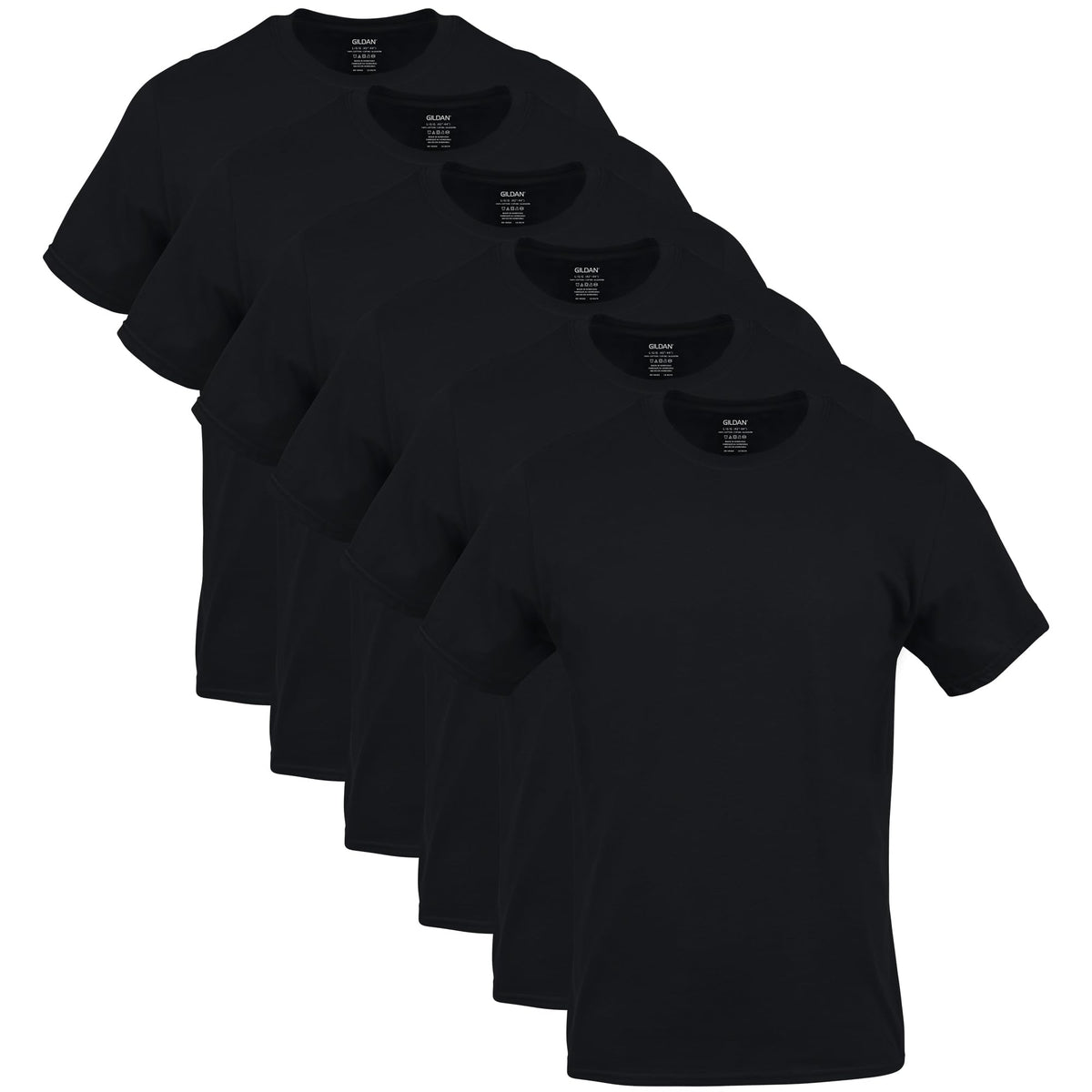 Gildan Men's Crew T-Shirts, Multipack, Style G1100, Black (6-Pack), Medium