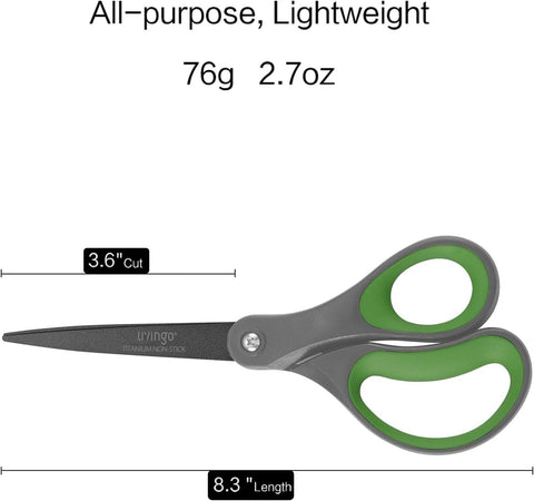 LIVINGO 8" Titanium Coated Scissors 2 Pack All Purpose Shears