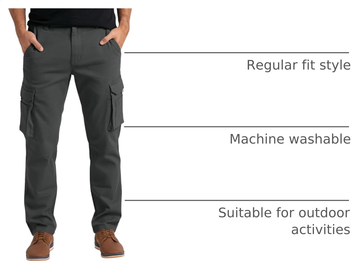 Alamo Casual Cargo Pants for Men, Regular Fit Cargo Work Pants for Men