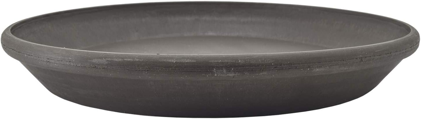 PSW Pot Collection AP35DC 14-inch Plastic/Stone/Wood Composite Plant Saucer Drip Tray – No Drainage Hole (Drillable), Indoor/Outer Water Tray, Dark Charcoal