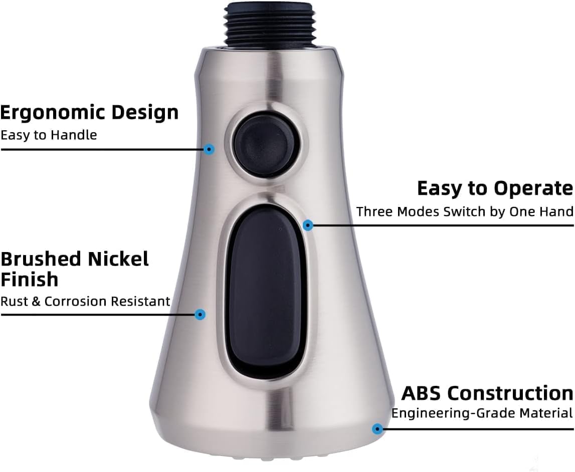 Hibbent Pull Down Spray Head for Kitchen Faucet, 3-Function Sink Nozzle