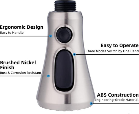 Hibbent Pull Down Spray Head for Kitchen Faucet, 3-Function Sink Nozzle