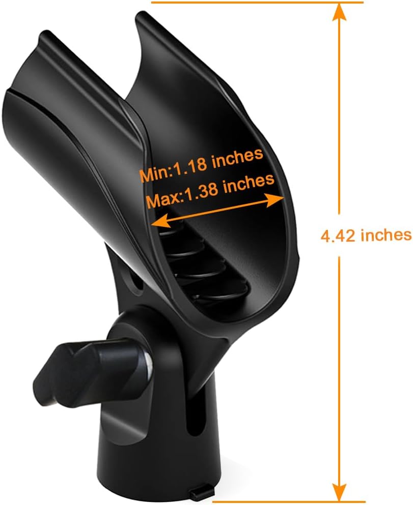 2 Pcs Universal Microphone Clip, Adjustable Mic Clip Holder for Mic Stand, Come with 5/8" Male to 3/8" Female Screw Adapter