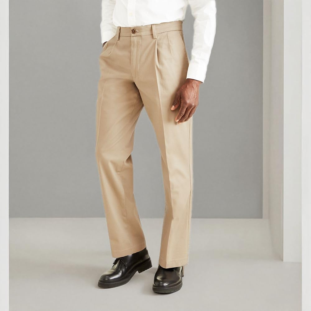 Dockers Men's Classic Fit Signature Lux Cotton Stretch Pants-Pleated (Regular and Big & Tall)