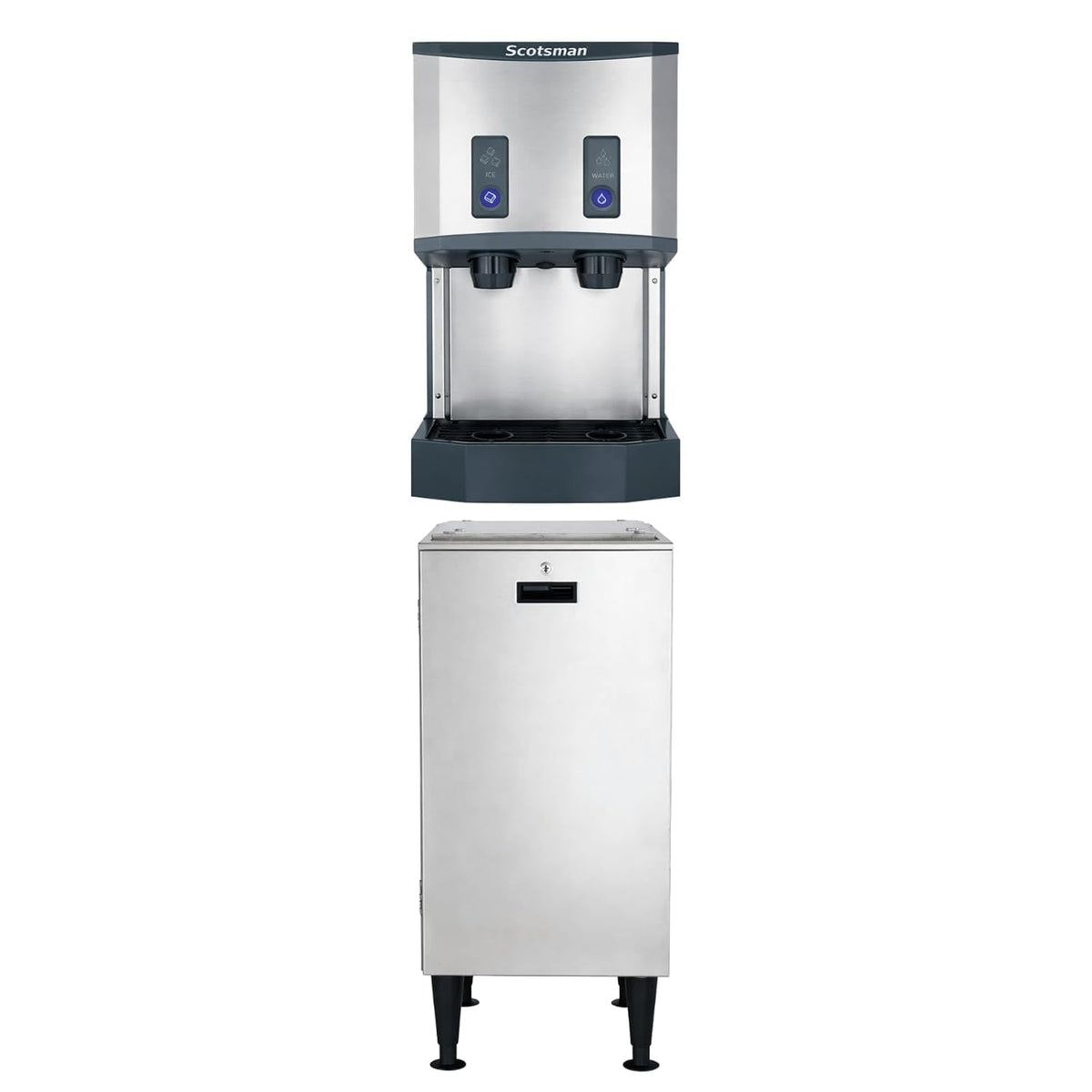 Scotsman Meridian Push-Button Countertop Nugget Ice Maker & Water Dispenser - 500 lb/Day, 40 lb Storage Bin, Stand w/Door