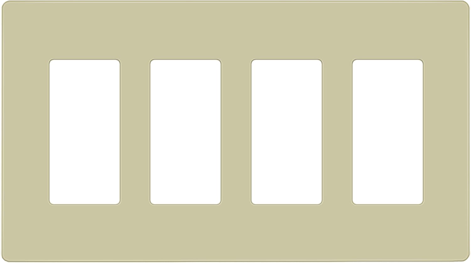 ENERLITES 4-Gang Ivory Screwless Decorator Switch Outlet Wall Plate Cover