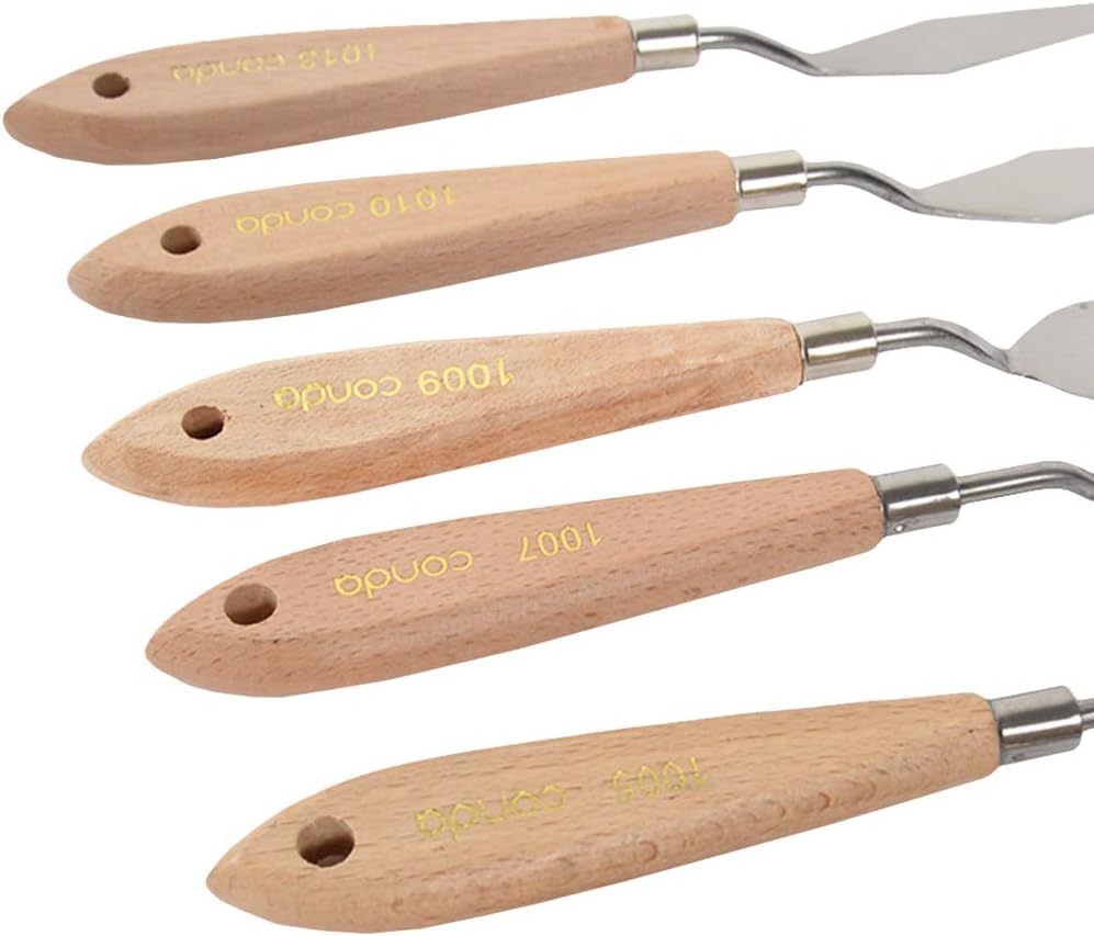 CONDA 11 Piece Stainless Steel Spatula Palette Knife Professional Palette Knife Painting Wood Handle