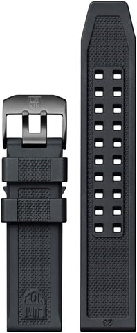 Luminox Watch Strap FPX.3050.20B.2.K - 23mm Black Rubber Watch Band with Stainless Steel Buckle for 3050 3051 3080 3081 8820 8821 8822, black/grey, Strap.