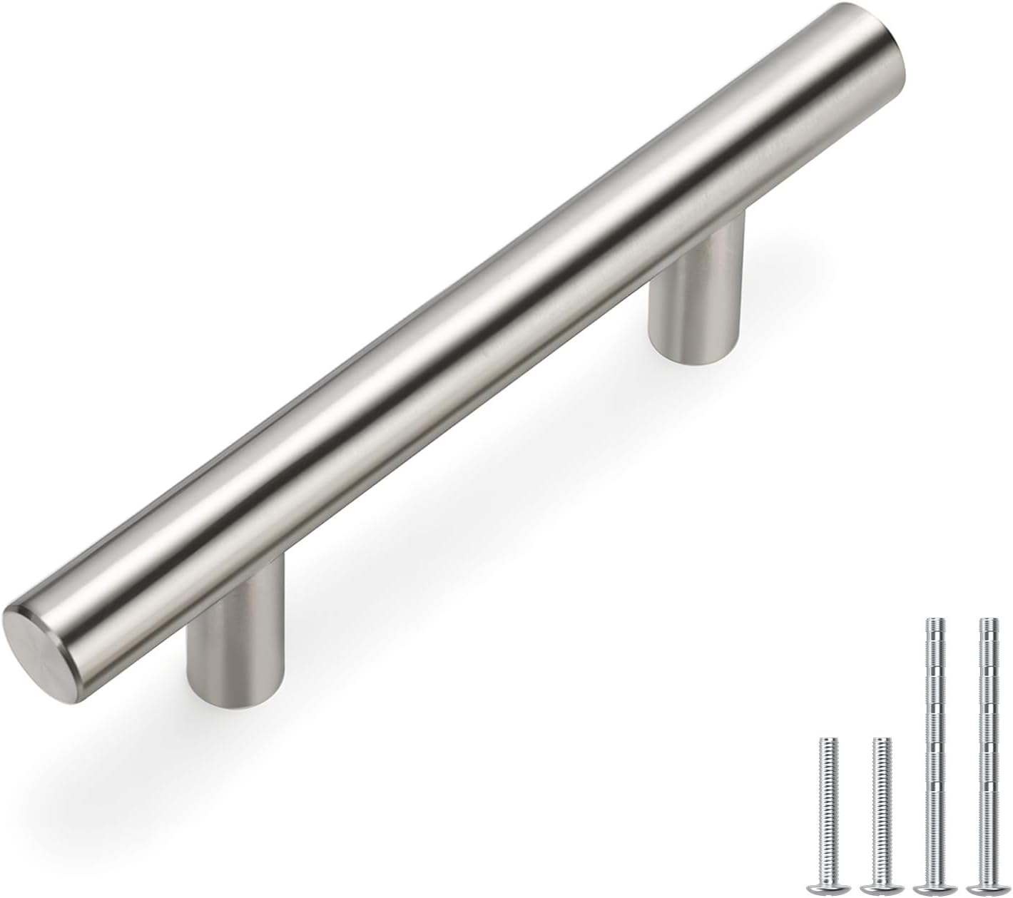homdiy Cabinet Handles Brushed Nickel Drawer Handles 2-1/2in(64mm) Hole Center Modern Style Round Bar for Kitchen Cabinets 35Pack
