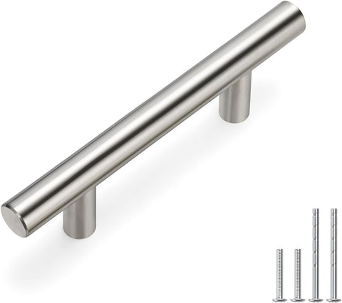 homdiy Cabinet Handles Brushed Nickel Drawer Handles 2-1/2in(64mm) Hole Center Modern Style Round Bar for Kitchen Cabinets 35Pack
