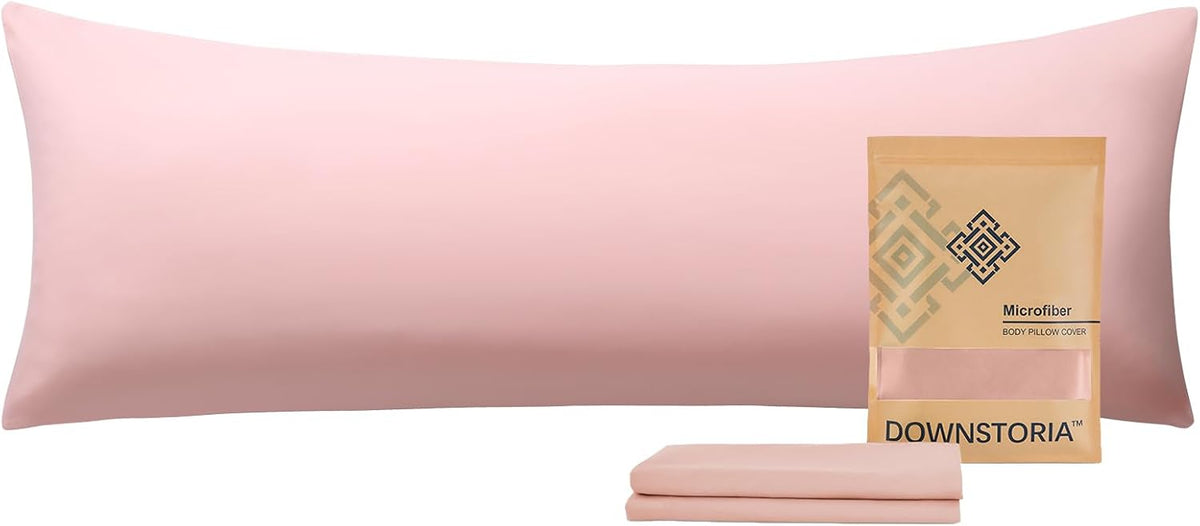 DOWNSTORIA Body Pillow Cover, Ultra Soft Microfiber Long Pillowcase, Envelope Closure Large Pillow Cases 20x54 inch (Pink)
