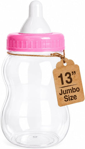 13" Jumbo Fillable Baby Shower Bank Plastic Decoration Centerpiece (Pink, 13")