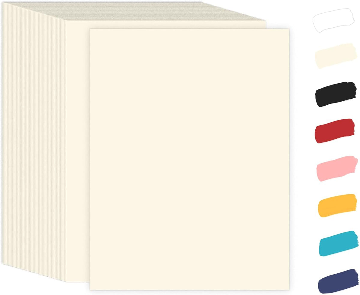 Goefun 100 Sheets Cream Cardstock 8.5 x 11 Off White Card Stock 65lb