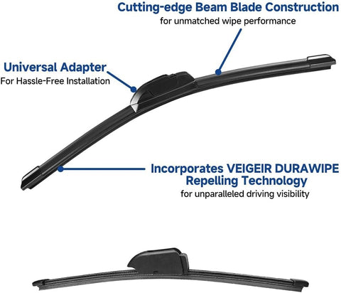 3 Pack Windshield Wiper Blades Compatible with Hyundai Elantra 2012-2016 / Hyundai Elantra GT 2013-2017 Original Factory Quality Front Rear Wipers Blade Set for My Car - 28" 14" 13"