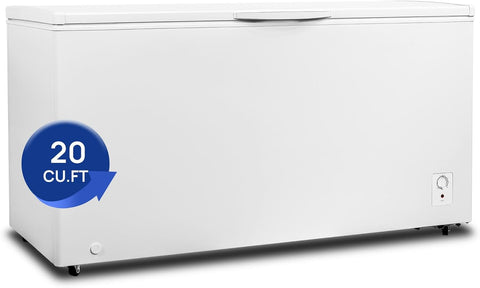 Smad Chest Freezer 20 Cu. Ft. Garage Ready Freezer with 2 Baskets, Top Opening, 7 Level Temperature Control, Easy Defrost Drain for Storage, Hunting, Office, Outdoor, Large Capacity, 4 Wheels
