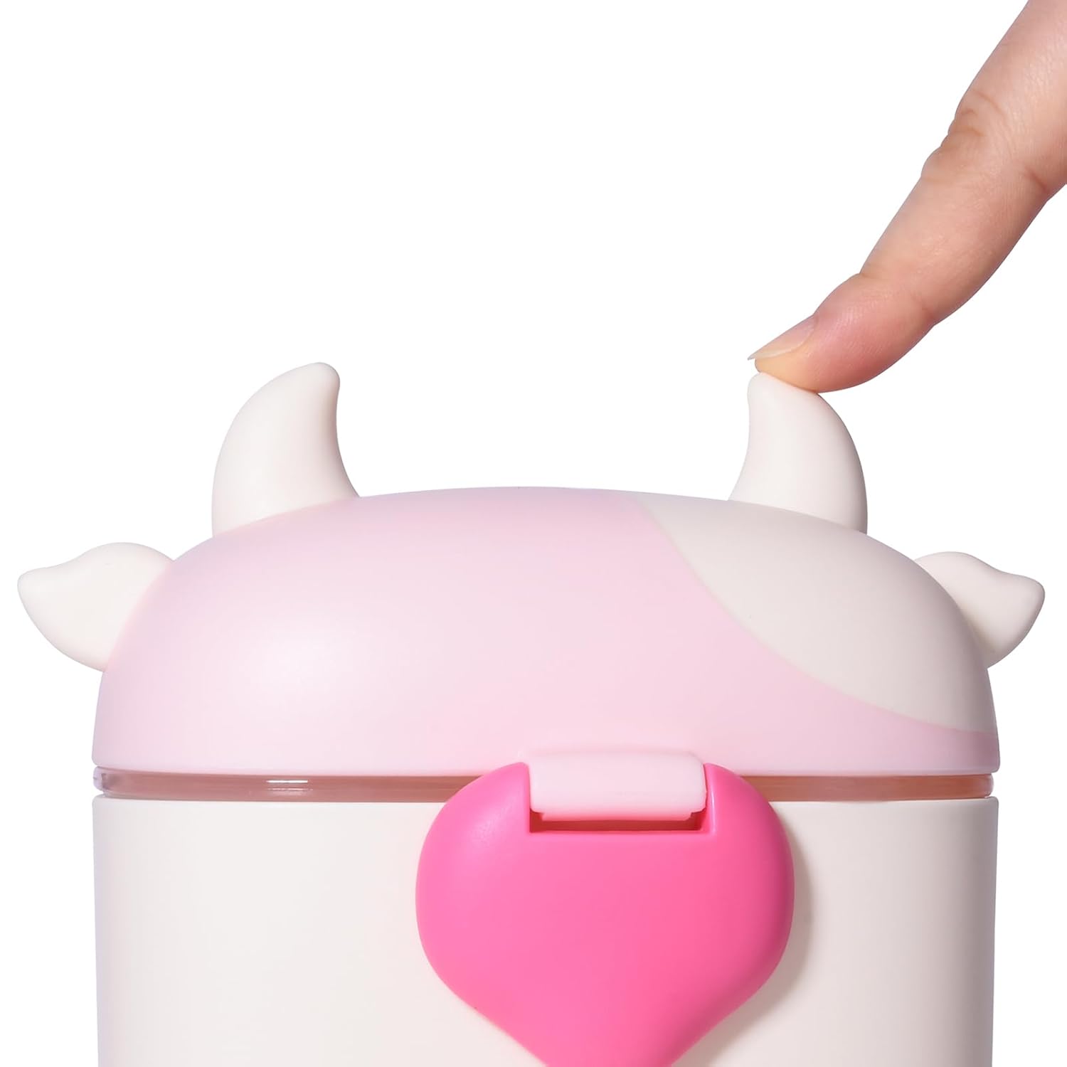 Bebamour Baby Formula Dispenser On The Go, Formula Container to Go, Formula Holder for Travel, Candy Fruit Snack Storage Container with Scoop and Leveller (Light Pink Cow)