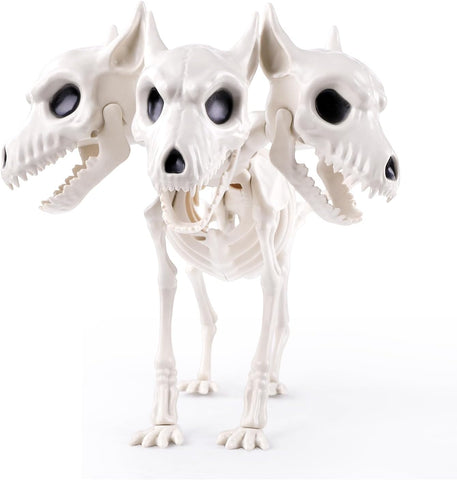 12’’ Halloween Three-Headed Dog Skeleton Statue Prop Animal Decoration