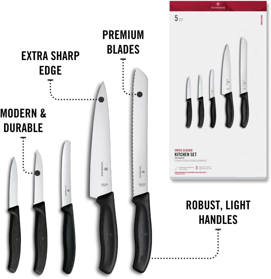 Victorinox Swiss Classic Kitchen Set, 5 Pieces - Utility & Bread Knives