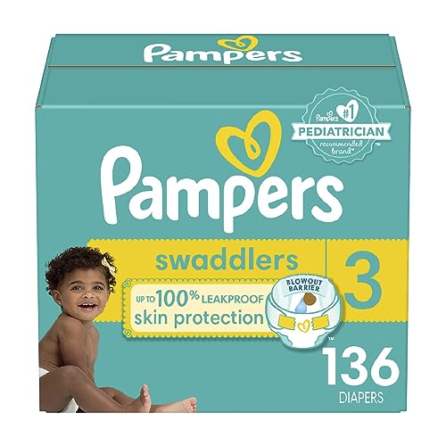 Pampers Swaddlers Diapers - Size 3, 136 Count, Ultra Soft Disposable Baby Diapers