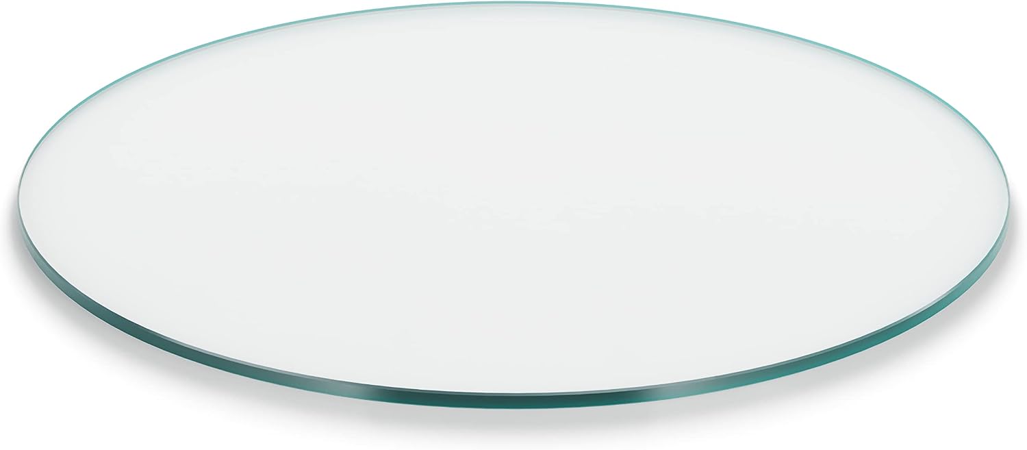 The Better Bevel 24 inch Round Glass Table Top - Clear Tempered Glass Surface Protector - Safe Flat Polished Edge - Coffee, Dining and End Table