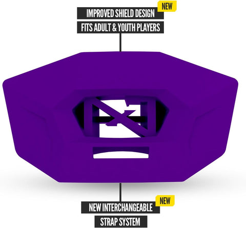 Nxtrnd One Pro Football Mouth Guard, Interchangeable Strap, Fits Adult & Youth (Purple)