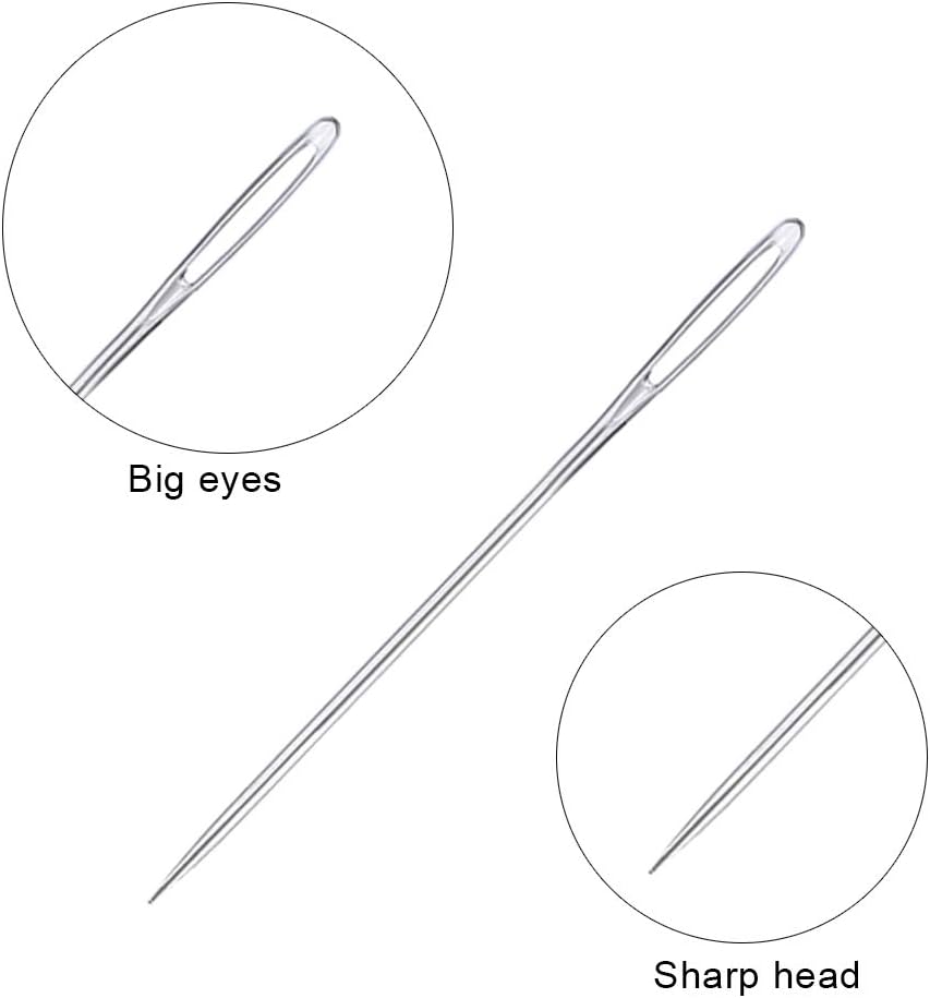 JNENERY 23 PCS Large Eye Sewing Needles, 2.36in Sewing Sharp Needles