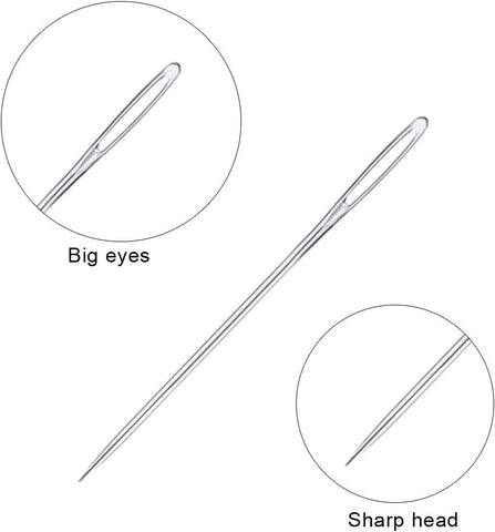 JNENERY 23 PCS Large Eye Sewing Needles, 2.36in Sewing Sharp Needles