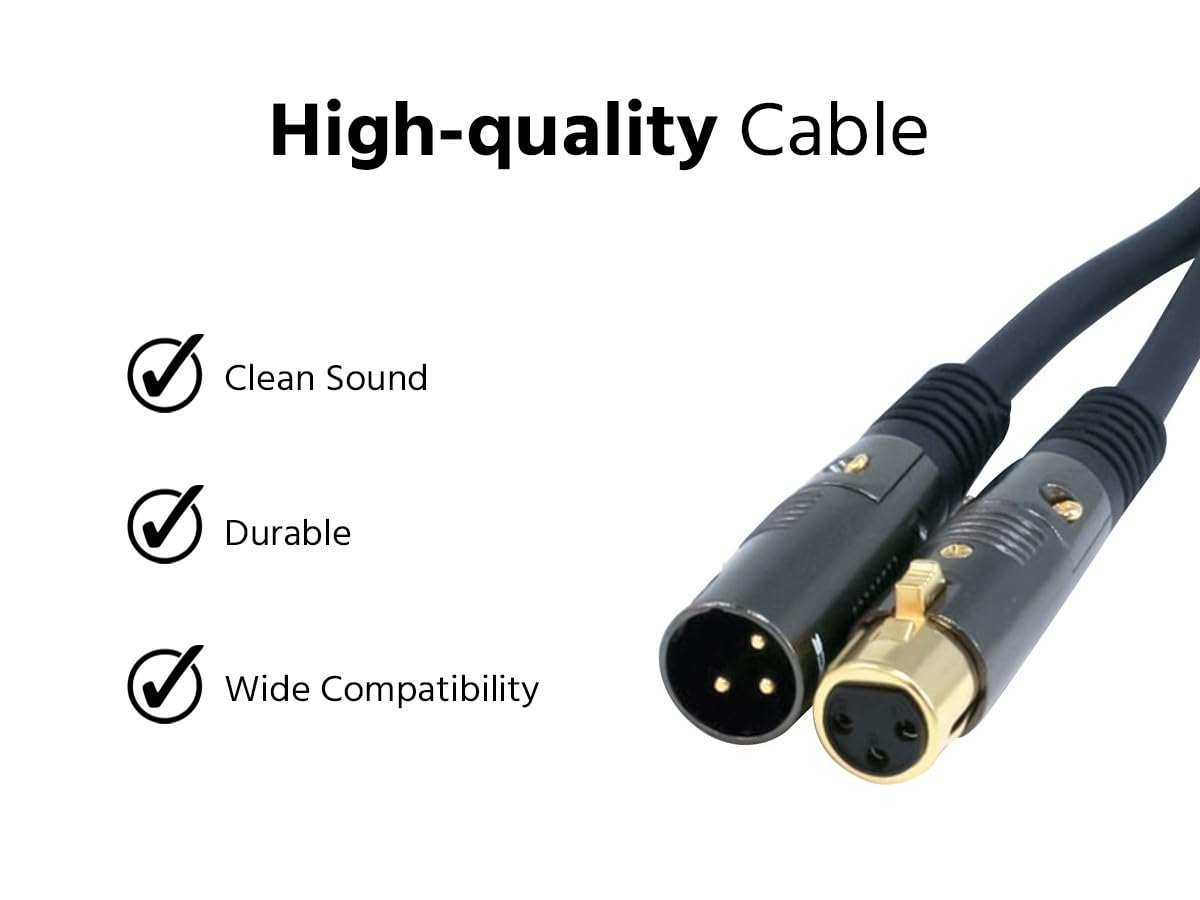 Monoprice XLR Male to XLR Female Cable - 6 Feet - Black, 16AWG, Gold Plated, Microphone & Interconnect - Stage Right Series