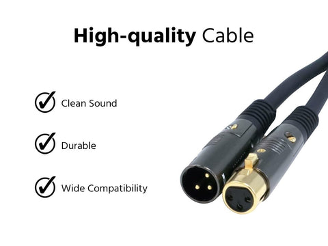 Monoprice XLR Male to XLR Female Cable - 6 Feet - Black, 16AWG, Gold Plated, Microphone & Interconnect - Stage Right Series