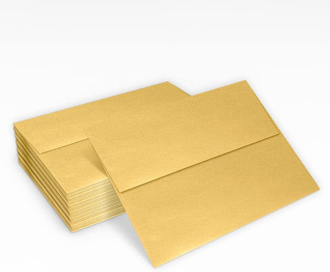 LUXPaper A7 Invitation Envelopes | Peel & Press | 5 1/4" x 7 1/4" | Gold Metallic | 80lb. Text | 50 Qty