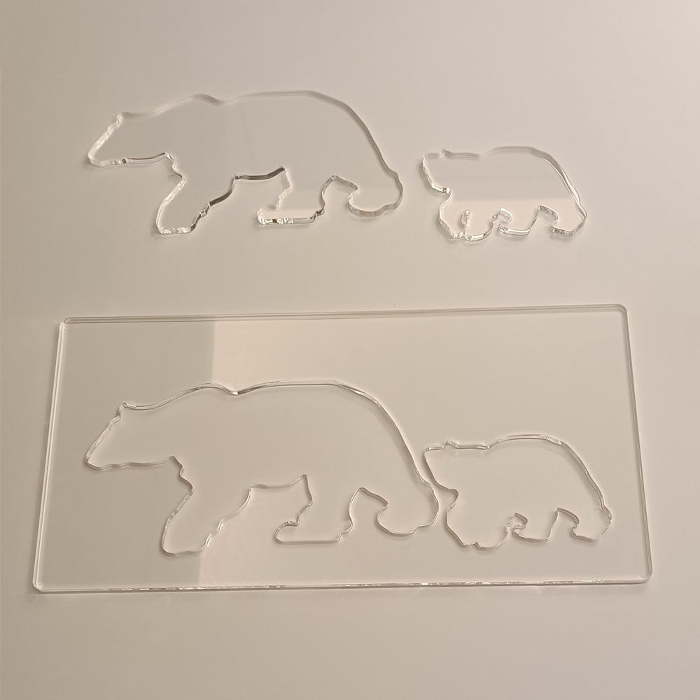 Clear Acrylic Bear Router Template,Bear and Cub Router Template,Router Inlay Template for Woodworking and Craft (6''x12'')