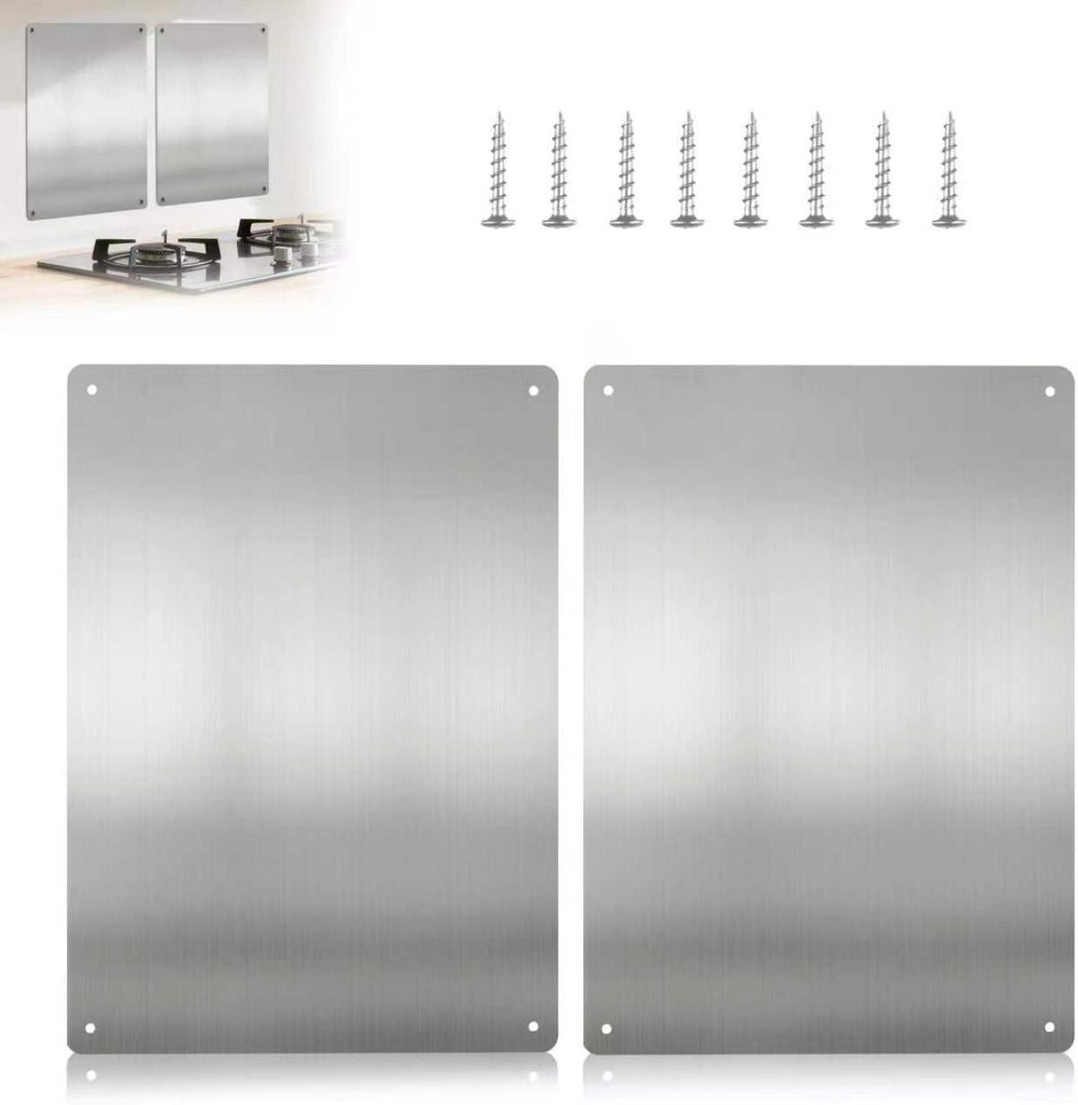 Stainless Steel Stove Backsplash, Kitchen Splatter Shield Silver 12"x16"