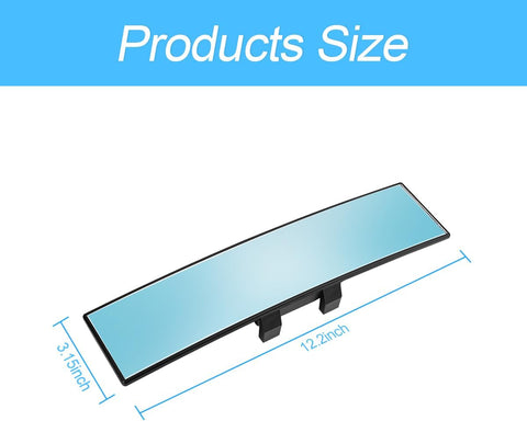 8sanlione 12 Inch Panoramic Car Rearview Mirror, Blue