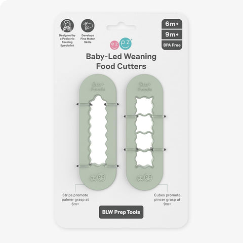 ezpz Baby-Led Weaning Food Cutters (2 pack in Sage) - 6/9 Months +