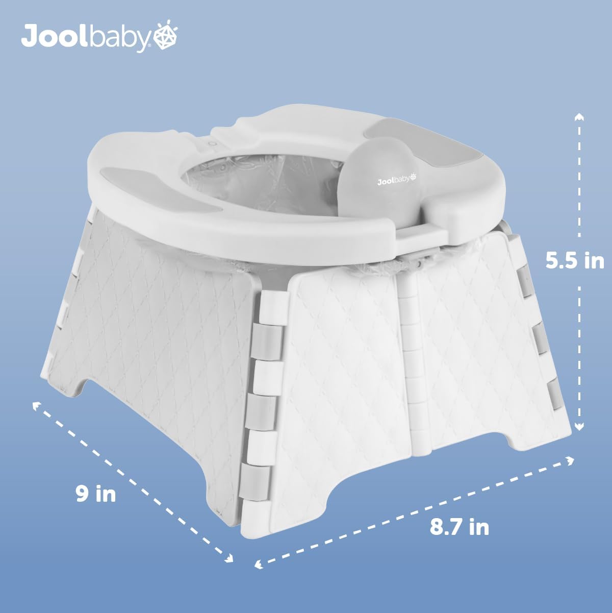 Jool Baby Portable Potty Training Chair with Travel Bag and 30 Liners, Foldable, Indoor/Outdoor Use, Camping (Gray)