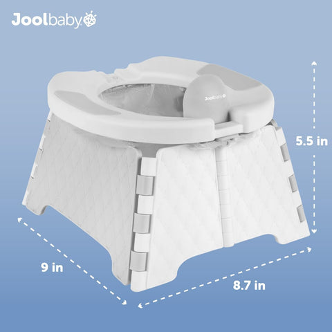 Jool Baby Portable Potty Training Chair with Travel Bag and 30 Liners, Foldable, Indoor/Outdoor Use, Camping (Gray)