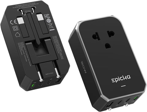 EPICKA Air 20W Universal Travel Adapter PD&QC with 1AC/3USB-C/1USB-A
