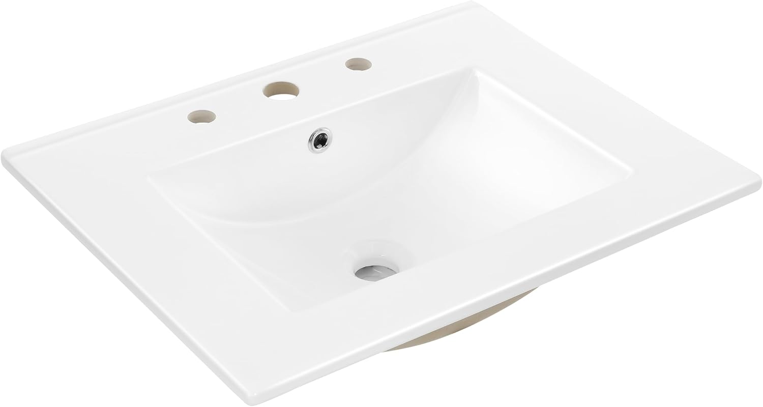 JONATHAN Y Ancillary 24" Bathroom 3-Hole Sink Top, White