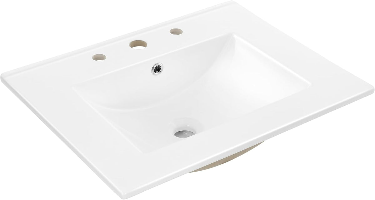 JONATHAN Y Ancillary 24" Bathroom 3-Hole Sink Top, White