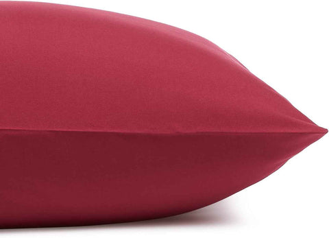 Amazon Basics Lightweight Super Soft Easy Care Breathable Brushed Microfiber 4-Piece Bed Sheet Set with 14-Inch Deep Pockets, Wrinkle Resistant, Queen, Burgundy, Solid