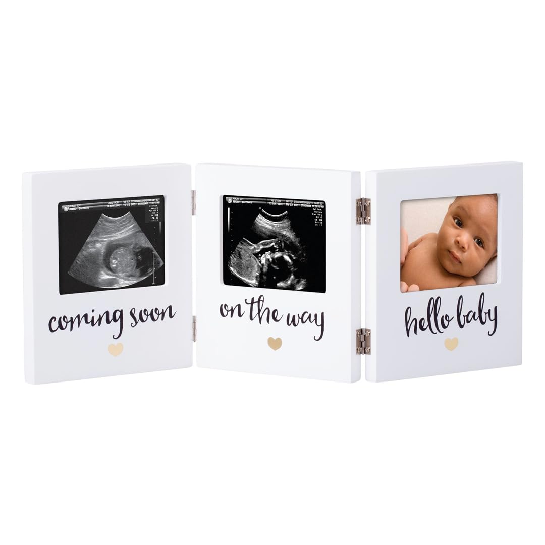 Pearhead Triple Sonogram Keepsake Picture Frame, White