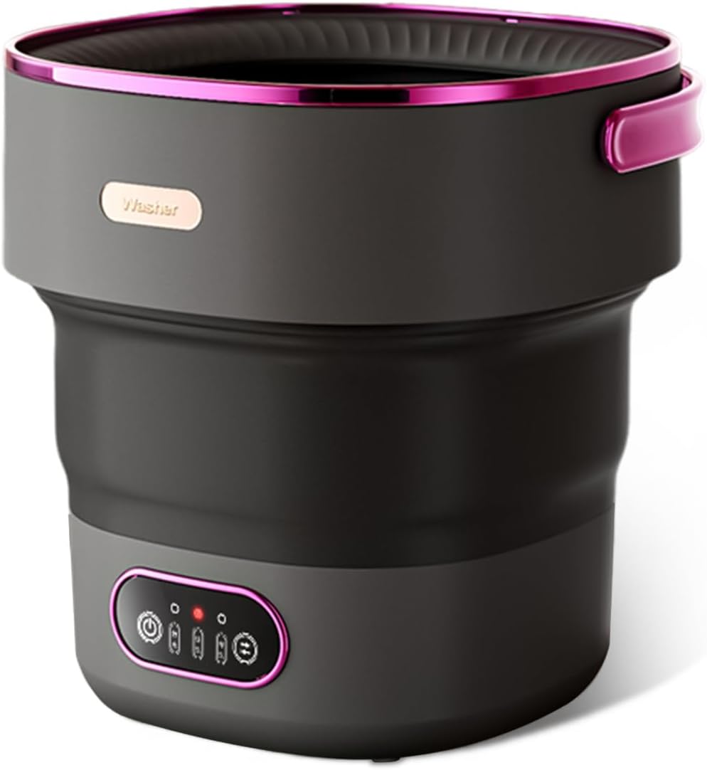 Portable Washing Machine, 13 L Foldable Mini Washer with with 4 Modes and Spin Basket Deep Cleaning of Underwear Baby Clothes and Small Clothes for Apartments Dorm RV Travel Hotel Laundry Black Purple
